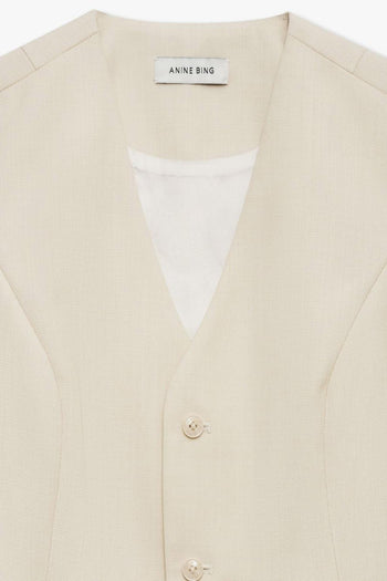 Gilet Scollo a V Donna Beige - 2