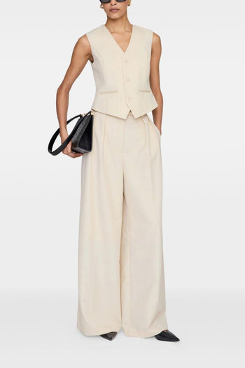 Gilet Scollo a V Donna Beige - 5