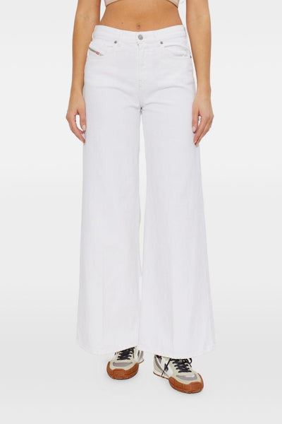 Jeans Gamba Ampia Donna Bianco