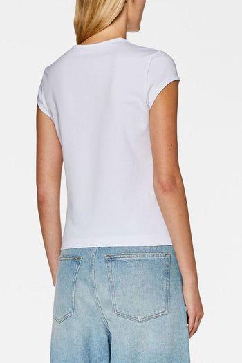 T-Shirt Bianco Donna Crop Logo Cut Out - 2