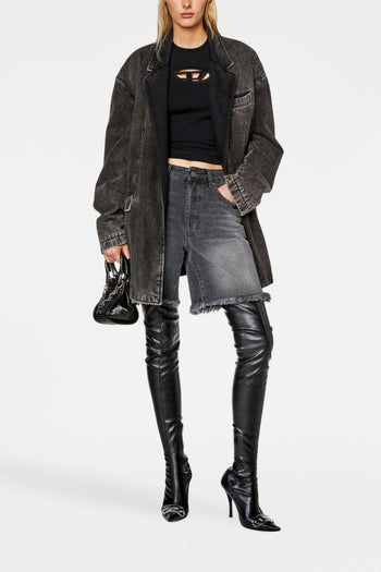 T-Shirt Nero Donna Crop Logo Cut Out - 2