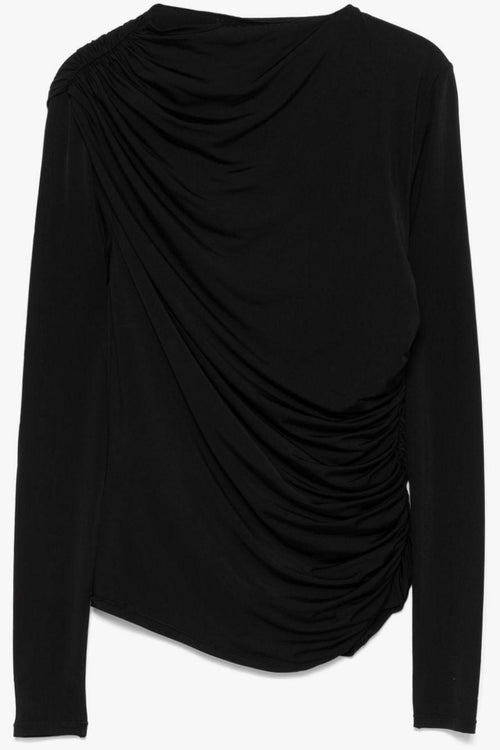 Top Nero Donna Pannello Drappeggiato