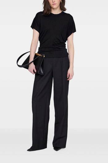 T-Shirt Drappeggiato Donna Nero - 5