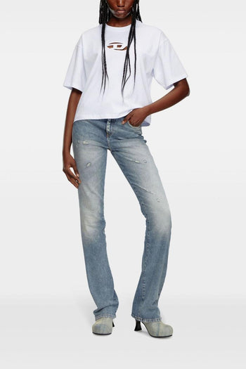 T-Shirt Bianco Donna Logo Cut Out Maniche Larghe - 2