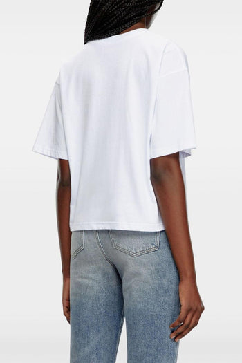 T-Shirt Bianco Donna Logo Cut Out Maniche Larghe - 3