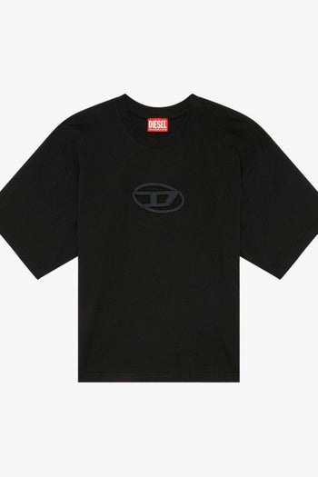 T-Shirt Nero Donna Logo Cut Out Maniche Larghe - 4