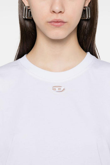 T-Shirt Bianco Donna Micro Logo Cut Out - 4