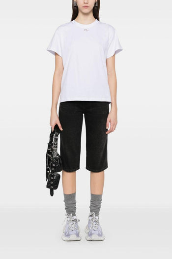 T-Shirt Bianco Donna Micro Logo Cut Out - 2