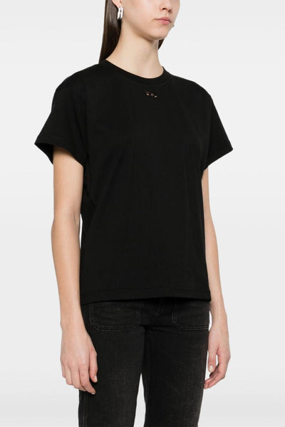 T-Shirt Nero Donna Micro Logo Cut Out