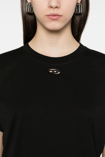 T-Shirt Nero Donna Micro Logo Cut Out - 4