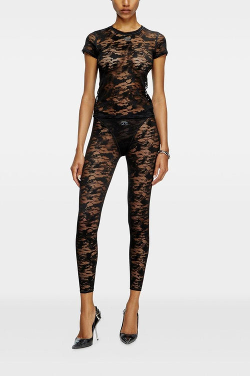 T-Shirt Nero Donna Ricamo Pizzo