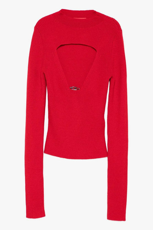Maglia Rosso Donna Cut Out