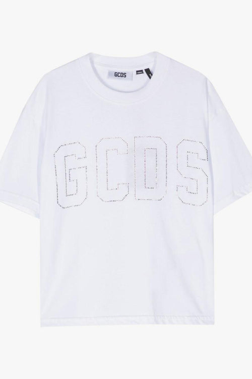 T-shirt Bianco Donna Logo di Strass