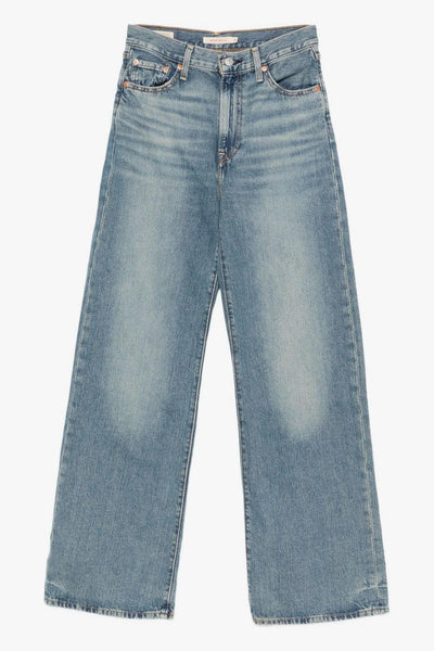 Ribcage Donna Jeans Blu Gamba Ampia