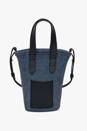 Borsa Blu Donna Mini Belt Tote Denim - 5