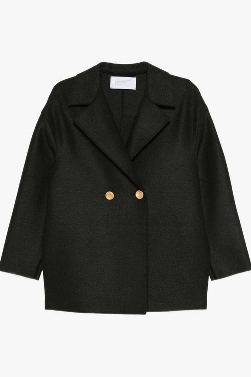 Cappotto Verde Donna Bottoni Dorati