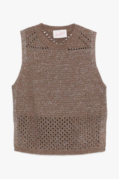 Saint Barth Top Crochet Donna Marrone