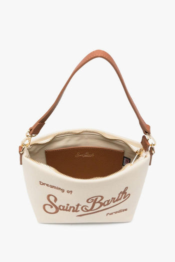 Saint Barth Borsa Aline Canvas Donna Beige - 4