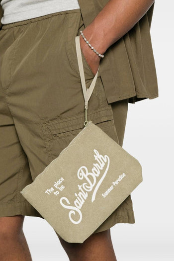 Saint Barth Pochette Aline Canvas Uomo Verde - 4