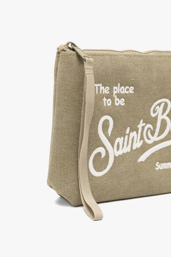 Saint Barth Pochette Aline Canvas Uomo Verde - 5