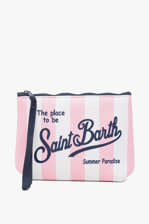 Saint Barth Pochette Righe Unisex Bianco-Rosa