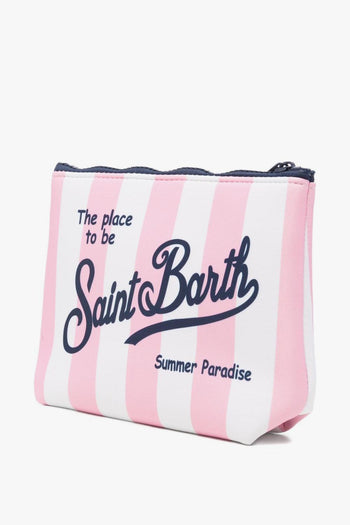 Saint Barth Pochette Righe Unisex Bianco-Rosa - 2