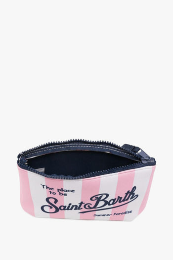 Saint Barth Pochette Righe Unisex Bianco-Rosa - 4