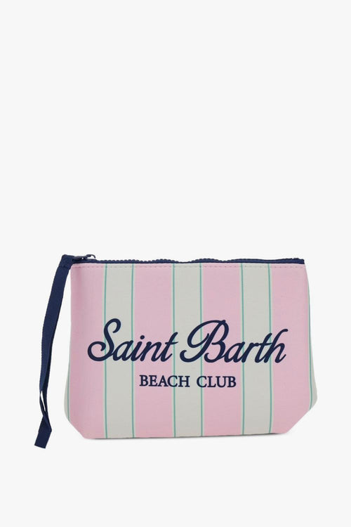 Saint Barth Pochette Aline Righe Unisex Rosa-Verde