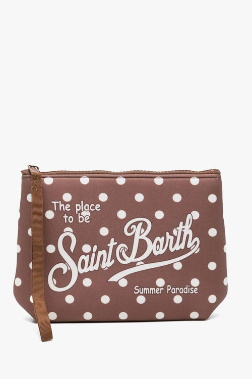 Saint Barth Pochette Aline Pois Unisex Marrone-Bianco