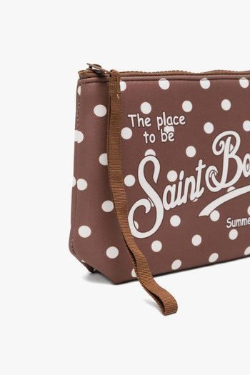 Saint Barth Pochette Aline Pois Unisex Marrone-Bianco - 3