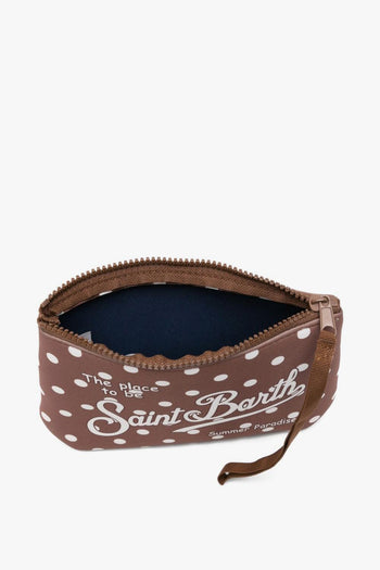 Saint Barth Pochette Aline Pois Unisex Marrone-Bianco - 4