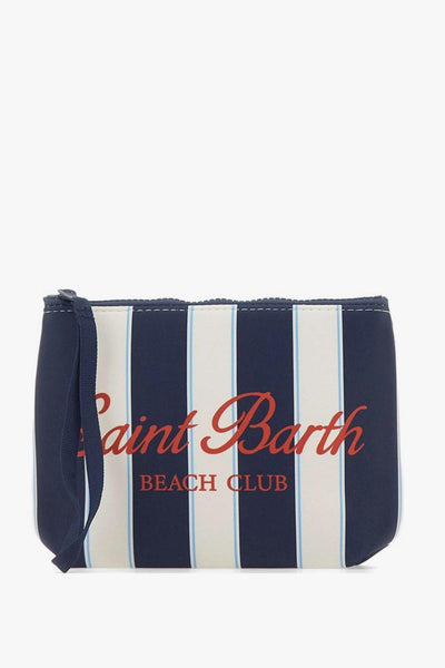 Saint Barth Pochette Aline Righe Unisex Blu-Bianco