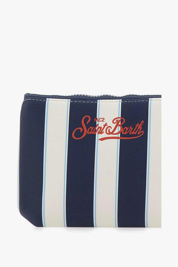 Saint Barth Pochette Aline Righe Unisex Blu-Bianco - 2