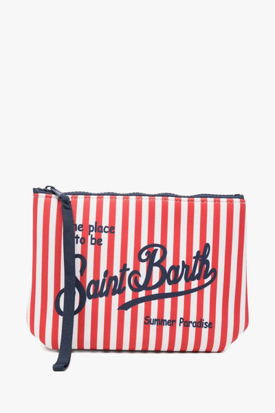 Saint Barth Pochette Aline Righe Unisex Bianco-Rosso