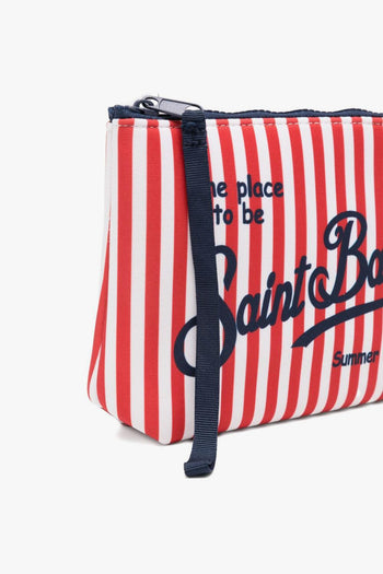 Saint Barth Pochette Aline Righe Unisex Bianco-Rosso - 3