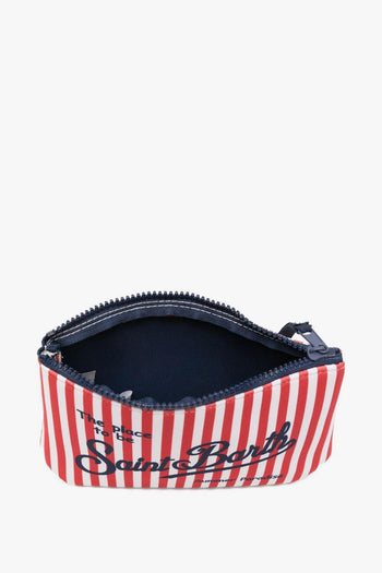 Saint Barth Pochette Aline Righe Unisex Bianco-Rosso - 4