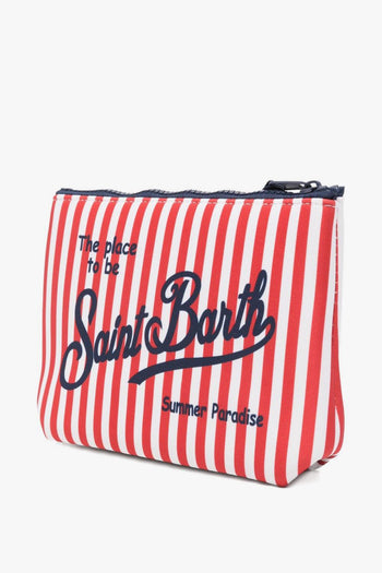 Saint Barth Pochette Aline Righe Unisex Bianco-Rosso - 5