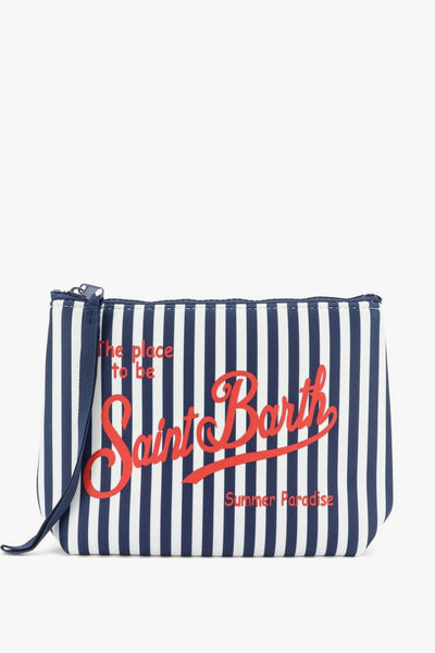 Saint Barth Pochette Aline Righe Unisex Bianco-Blu