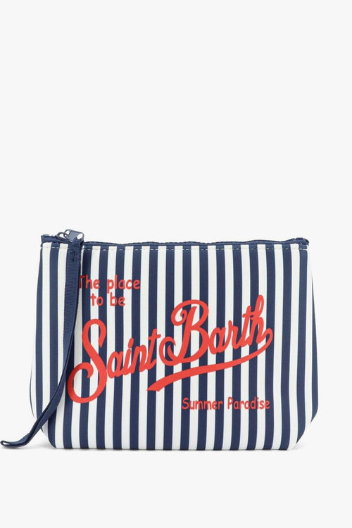 Saint Barth Pochette Aline Righe Unisex Bianco-Blu