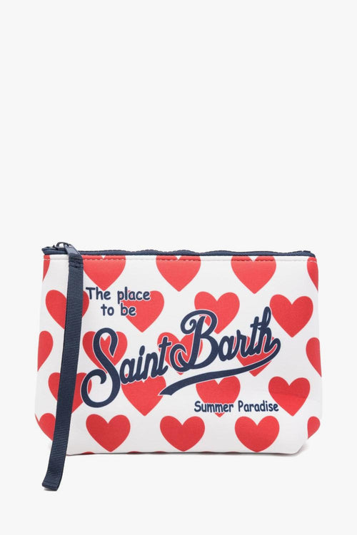 Saint Barth Pochette Aline Cuori Unisex Bianco-Rosso