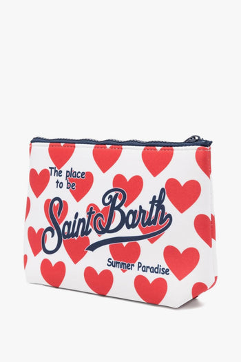 Saint Barth Pochette Aline Cuori Unisex Bianco-Rosso - 2
