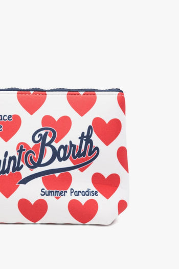 Saint Barth Pochette Aline Cuori Unisex Bianco-Rosso - 3