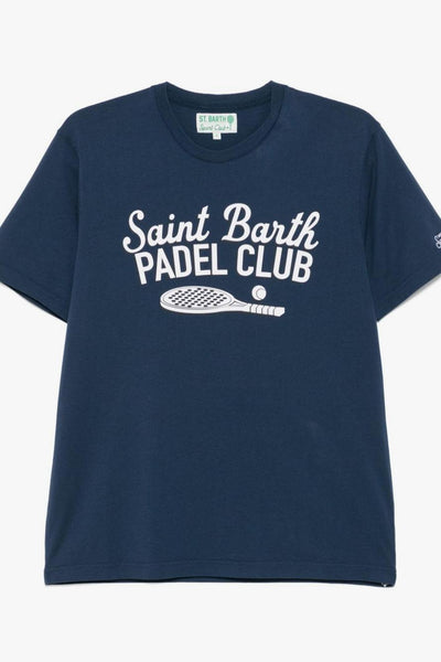 Saint Barth T-shirt Blu Uomo Stampa Padel Club