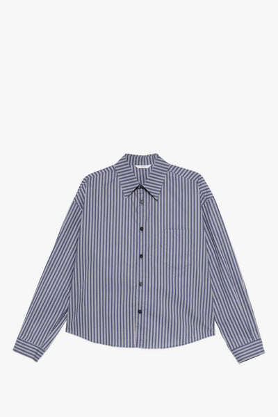 Camicia Rigata Uomo Beige-Blu