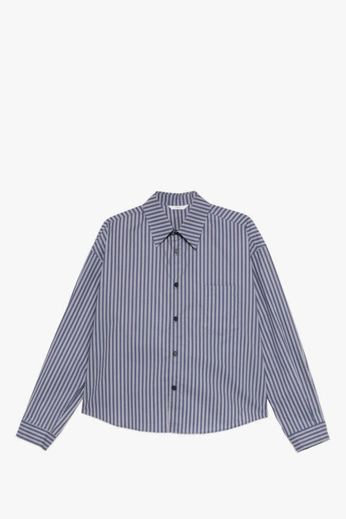 Camicia Rigata Uomo Beige-Blu