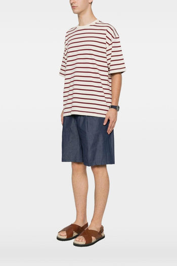 T-Shirt Rigata Uomo Crema-Rosso - 2