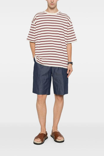 T-Shirt Rigata Uomo Crema-Rosso - 3