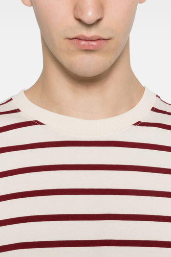 T-Shirt Rigata Uomo Crema-Rosso - 5