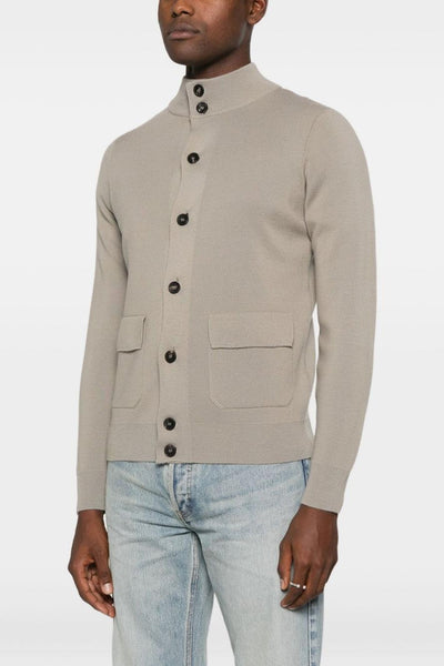 Cardigan Grigio Uomo con Tasche