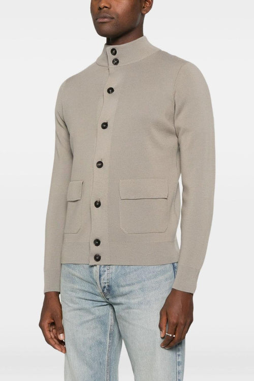 Cardigan Grigio Uomo con Tasche